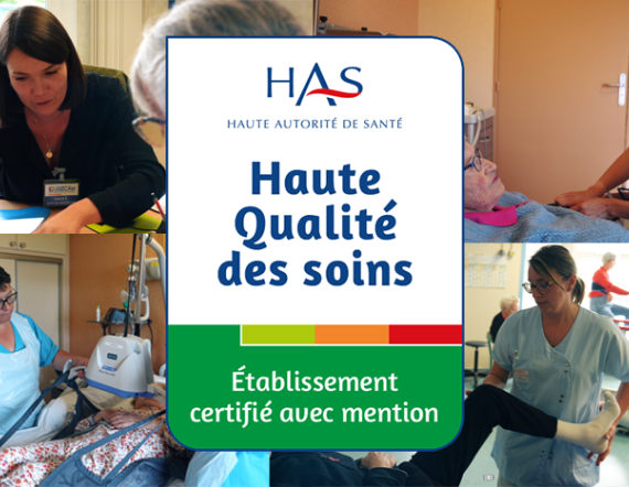 Visuel présentant le logo HAS "Établissement certifié avec mention Haute Qualité des Soins