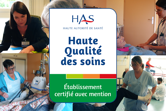 Visuel présentant le logo HAS "Établissement certifié avec mention Haute Qualité des Soins