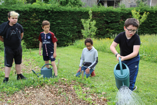 Jeunes qui jardinent