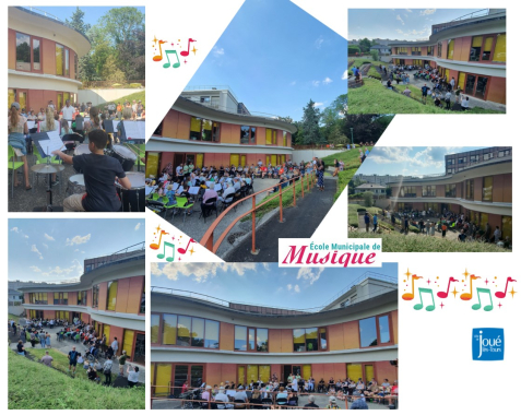 Orchestre dans la cour du SSR Le Clos St Victor à l'occasion de la fête de la musique